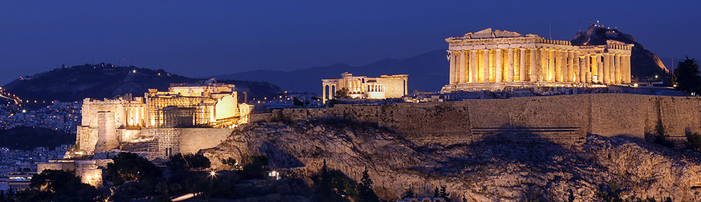 the Acropolis at night