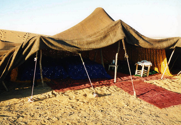 Traditional Berber tent in our Sahara Desert camp.