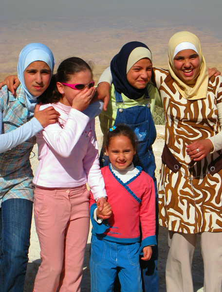 school girls at Mt. Nebo, Jordan