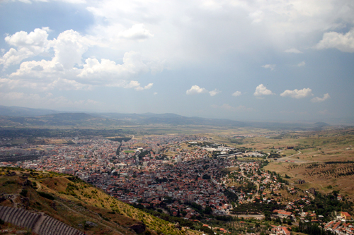 Bergama from the Pergamum acropolis, Turkey