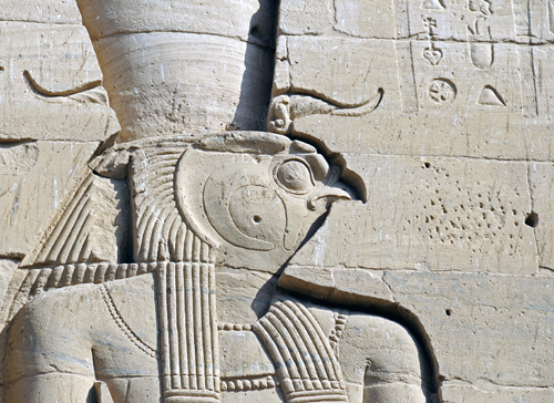 Horus bas relief at the Temple of Isis at Philae.