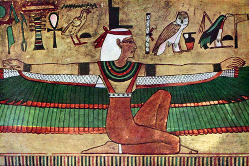 Isis as the winged goddess, with throne headdress