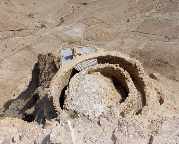 water cistern at Masada, Israel, photo by Sallie Volotzky