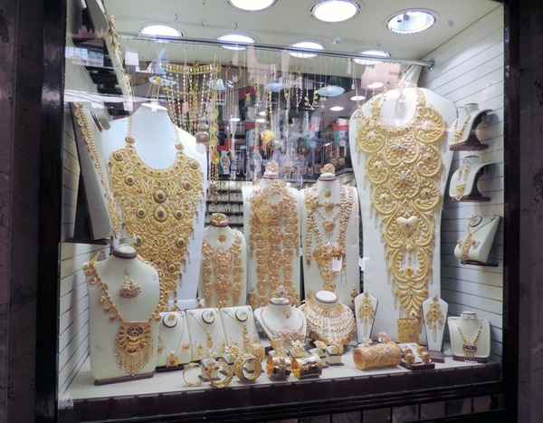 walking through the Gold Souk, Dubai, photo by Sallie Volotzky