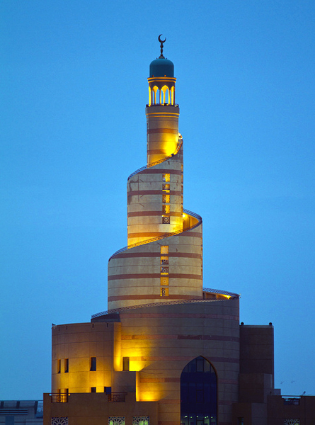 spiral minaret of the Qatar Mosque in Doha