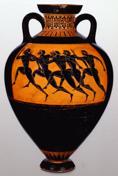 Olympic runners on ancient Greek pottery
